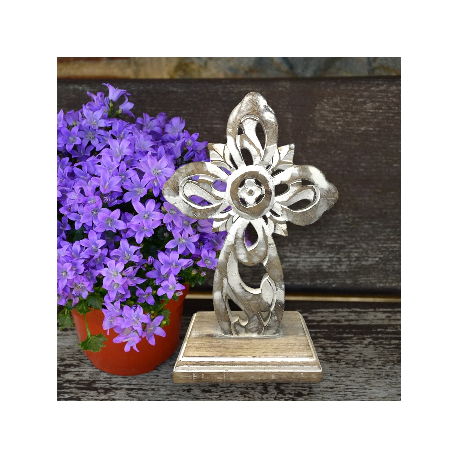 San Cristobal Table Cross - White Wash 